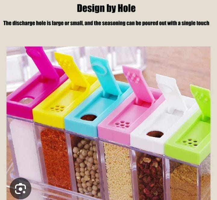 Clear Acrylic Seasoning Box – 6 Compartment Spice Organizer