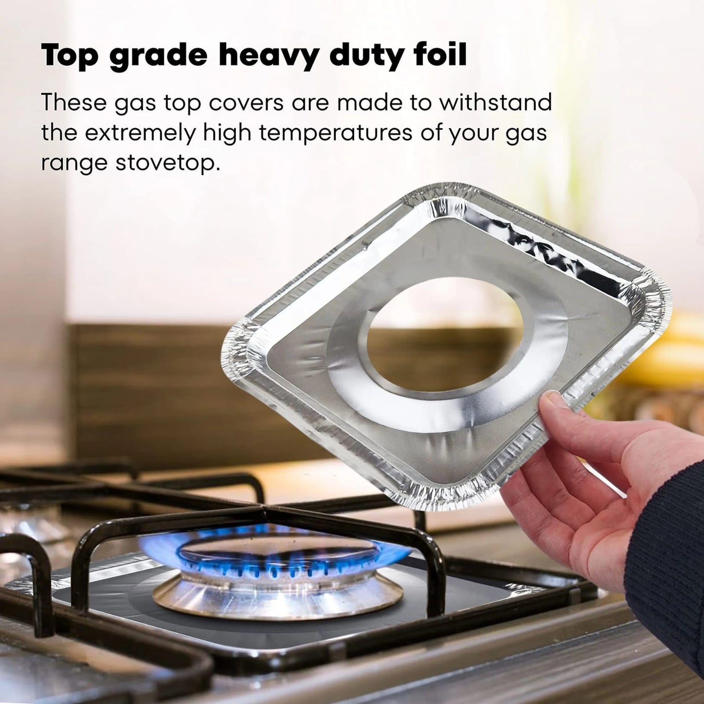 Pack of 10 Square Stove Covers  Disposable Aluminum Foil Stove Burner Cover | Gas Cooktop Liner