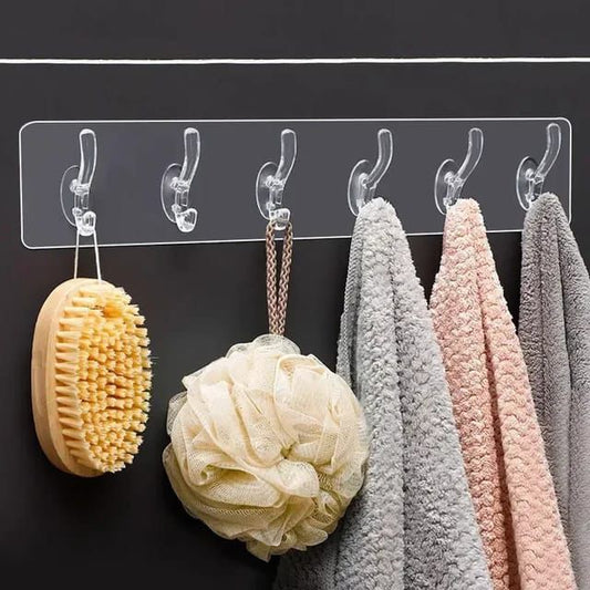 PLASTIC ADHESIVE 6 HOOK STICKER PATTI–Wall Mounted Multipurpose Hanger