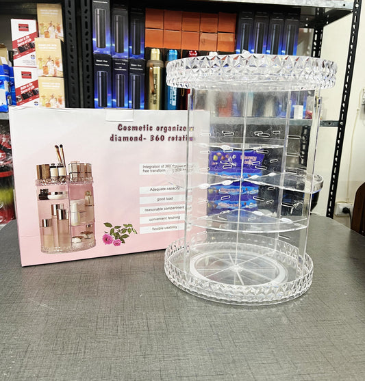 360° Rotating Diamond Cut Cosmetic Organiz