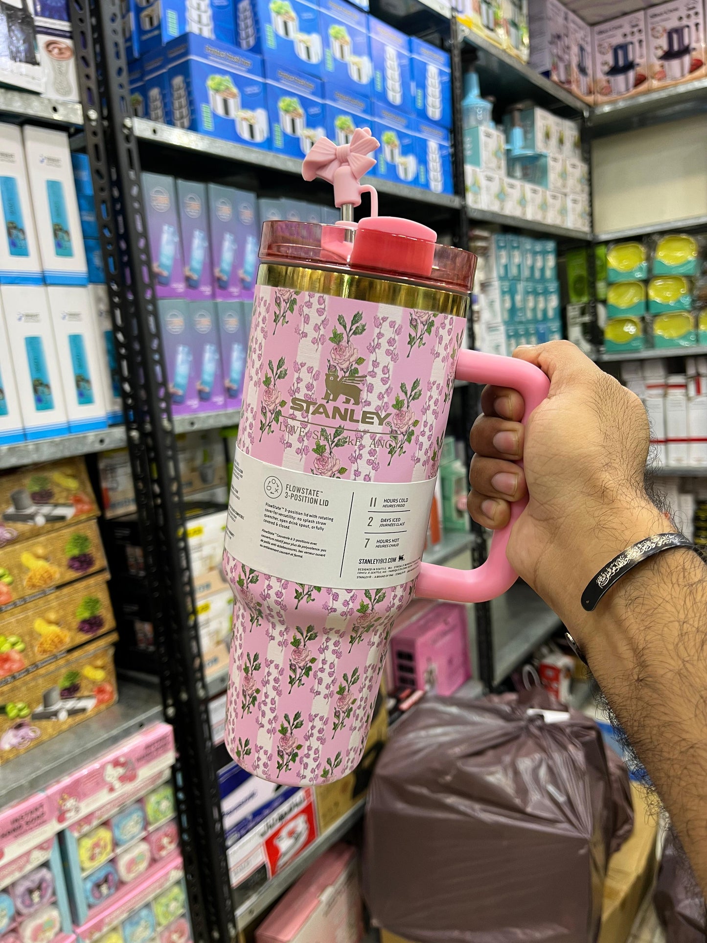 1200ml Flower Stanley Stainless Steel with Steel Straw & Straw Stopper (Heavy Weight)