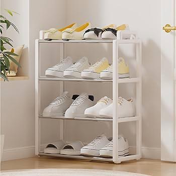 Square Shape 4 Layer Shoes Rack Steel Rod