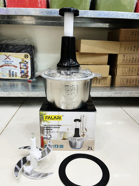 HAND PUSHING CHOPPER STAINLESS STEEL BODY (2Liter) (4 Blade)