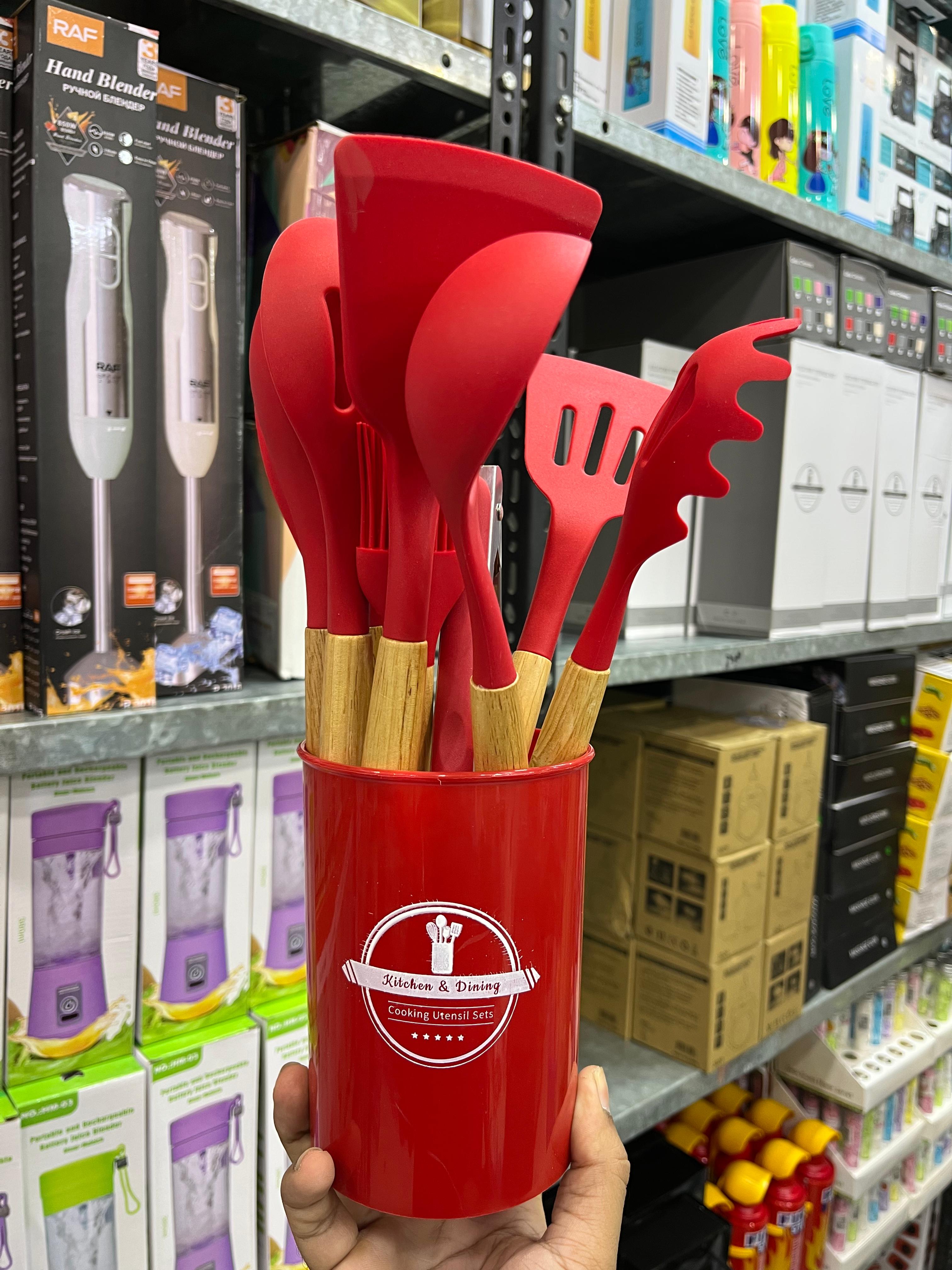 12pcs Silicon Kitchen Utensils Set with box .