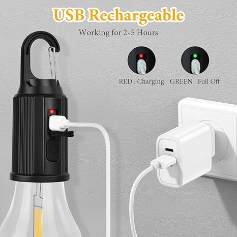 Rechargeable Portable Led Camping Lantern, Tent Lamp With Clip Hook, Essentials Tent Accessories Emergency Camping Lights For Backpacking Camping Hiking Fishing Hurricane Outage Type -c Charging