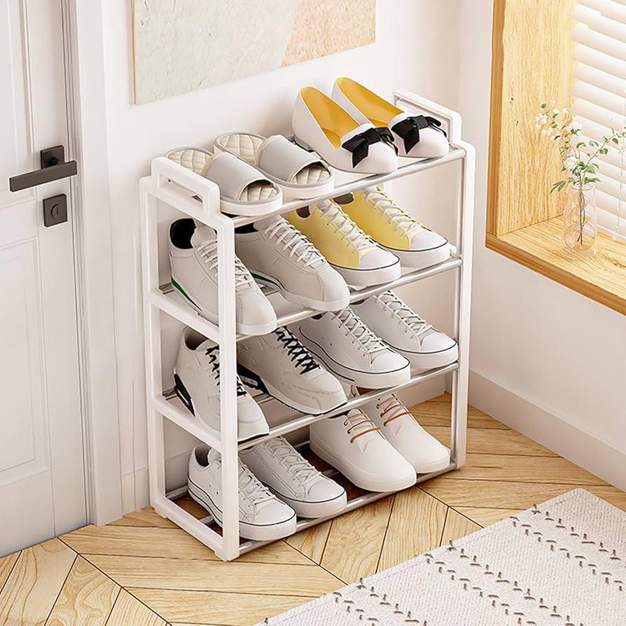 Square Shape 4 Layer Shoes Rack Steel Rod