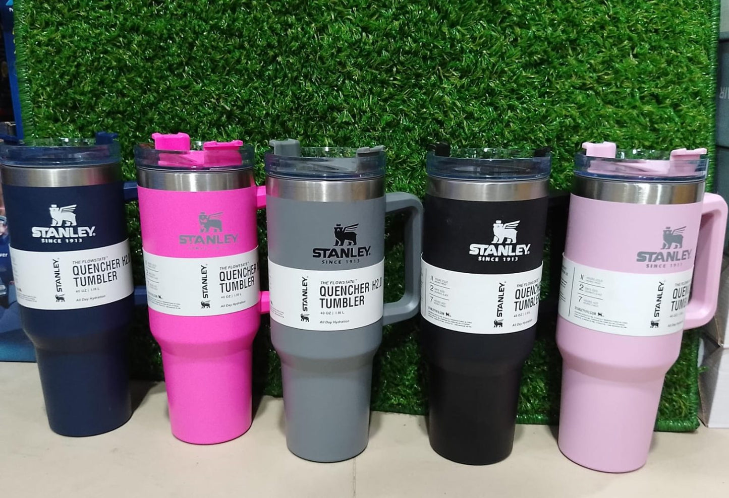 Stanley 40 Oz (1200ml) Stainless Steel Vacuum Insulated Tumbler With Straw – Leak-proof Quencher Cup For Hot & Cold Beverages, Travel Mug, Gym Water Bottle, Coffee Thermos -random Colors | Stanley | (with Box)
