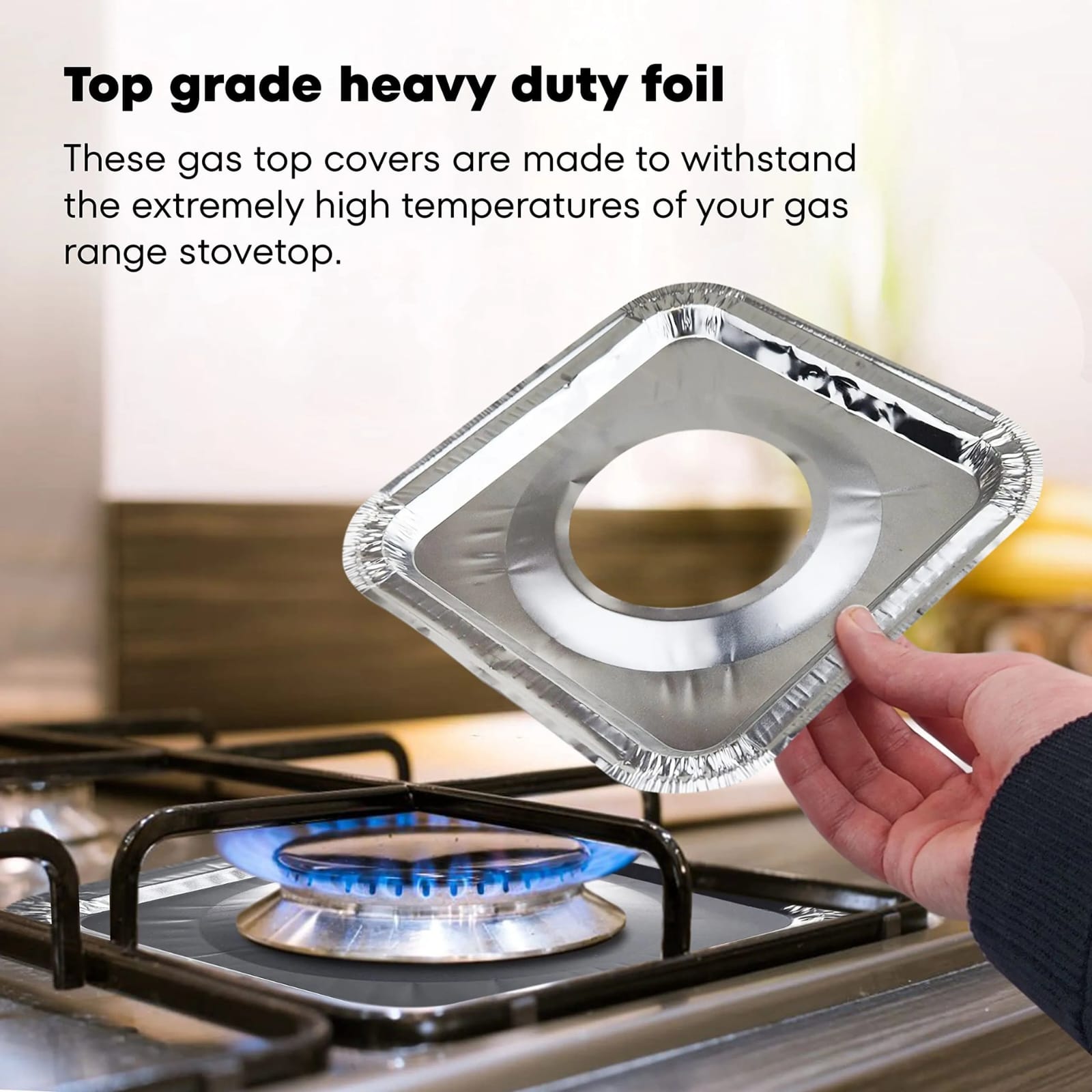 Pack of 10 Square Stove Covers  Disposable Aluminum Foil Stove Burner Cover | Gas Cooktop Liner
