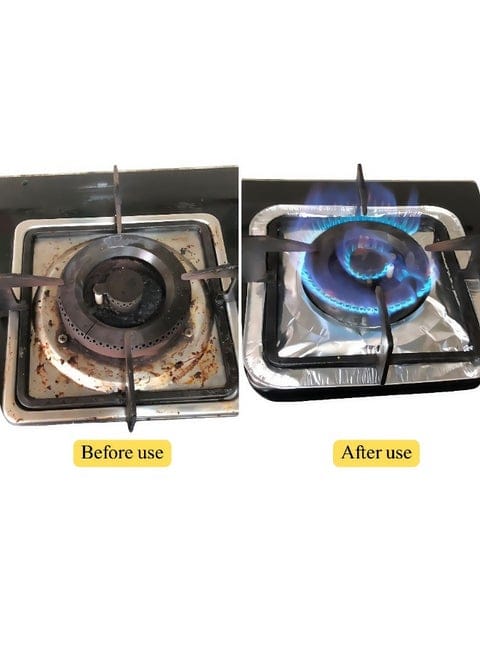 Pack of 10 Square Stove Covers  Disposable Aluminum Foil Stove Burner Cover | Gas Cooktop Liner
