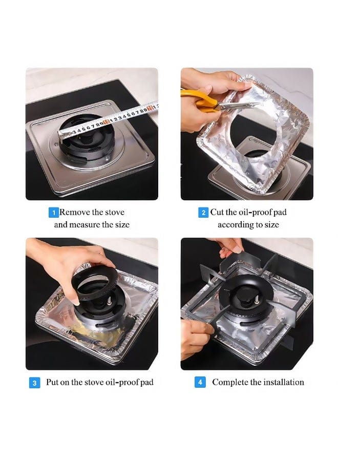 Pack of 10 Square Stove Covers  Disposable Aluminum Foil Stove Burner Cover | Gas Cooktop Liner