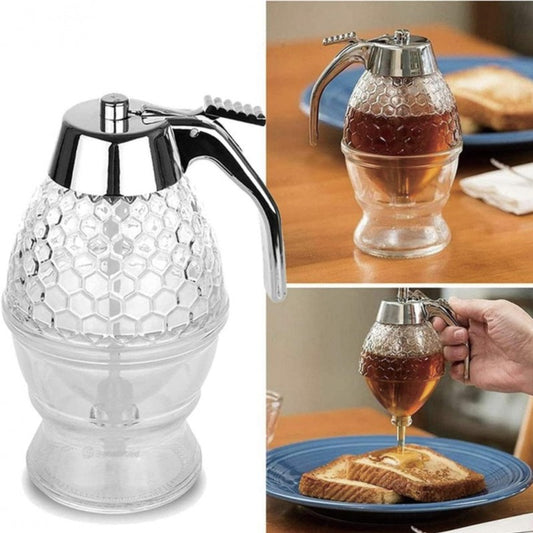Glass Honey Jar with Lid & Dipper – Stylish Storage for Honey and Syrups
